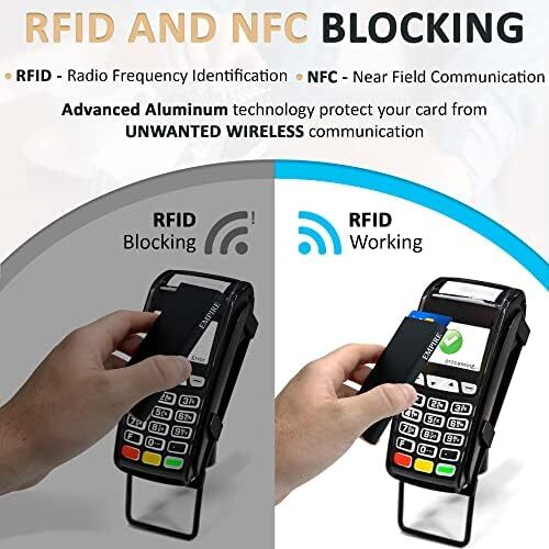 دارنده کارت Empire، کیف پول مردانه، دارنده کارت اعتباری برای مردان، مسدود کردن RFID/NFC، کیف پول کوچک برای زنان، کیف پول باریک برای مردان، کیف پول مینیمالیست برای مردان، جای کارت زنانه، کیف پول جت مشکی Image