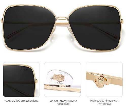 عینک آفتابی SOJOS Fashion Square Aviators برای زنان با لنز آینه تخت SJ1082 Image