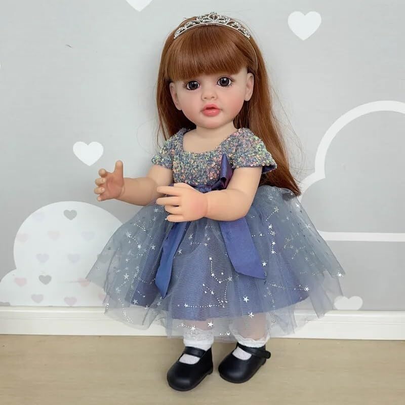 Nano Classic 22 inch 55 Cm Reborn Baby Doll نرم کامل بدن سیلیکونی نوزاد واقعی شبیه عروسک بچه عروسک اسباب بازی دخترانه هدیه عروسک (لباس شاهزاده) Image