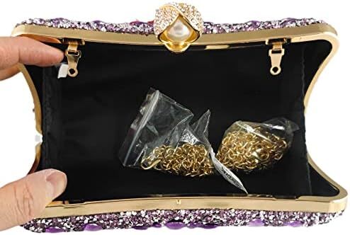 کیف پول‌های Clutch کریستالی Boutique De FGG برای کیف‌های شب زنانه کیف بدلیجات جشن عروسی Image