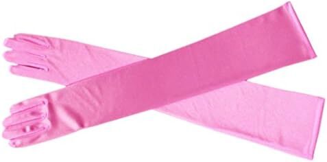 دستکش 21 اینچی برای مهمانی عصرانه زنانه DreamHigh دستکش ساتن بلند مشکی/سفید Image