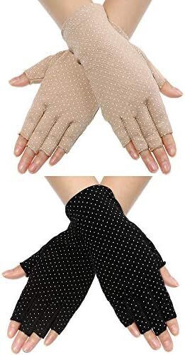 دستکش بدون انگشت Maxdot ضد لغزش محافظ UV دستکش رانندگی تابستانی در فضای باز برای زنان و دختران Image