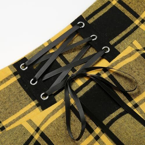 دامن های کوتاه چهارخانه گوتیک IDEALSANXUN برای دامن های چهارخانه کمر بلند زنانه Image