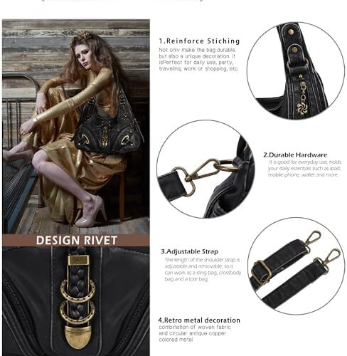 کیف دستی و کیف دستی Angelkiss Hobo برای زنان کیف دستی زنانه کیف زنانه کیف های شانه بزرگ روزانه Image