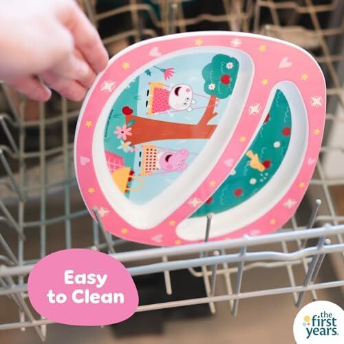 ست ظروف غذاخوری پیپا پیگ - شامل بشقاب، کاسه تقسیم شده و قاشق و چنگال - مناسب برای ماشین ظرفشویی و بدون BPA - ۴ عدد Image