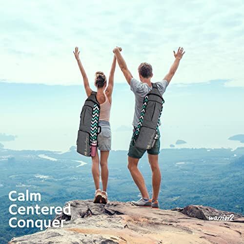 کریر نگهدارنده تشک یوگا Warrior2، کوله پشتی یوگا متناسب با تشک 1/2 اینچی ضخیم، جیب های بزرگ و جا بطری آب | کیسه حمل کامل تشک یوگا زیپ مخصوص مردان باشگاه ورزشی لوازم جانبی یوگا دوچرخه مسافرتی Image