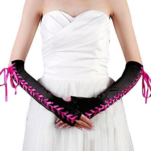 دستکش زنانه بدون انگشت JISEN با آرنج بند استیمپانک گرم کننده بازو Image