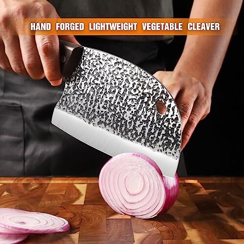 چاقوی خردکن گوشت TJ POP به طول 6.2 اینچ، چاقوی سبزیجات فوق العاده تیز و سبک، چاقوی برش کامل، چاقوی سرآشپز صربستان، تیغه استیل ضد زنگ با ضخامت 1.5 میلیمتر، سری شکل ماهی HP01003 Image