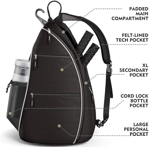 کیف زنجیر Funito - کوله پشتی کراس بادی برای پیکلبال، تنیس، راکتبال و مسافرت برای مردان و زنان