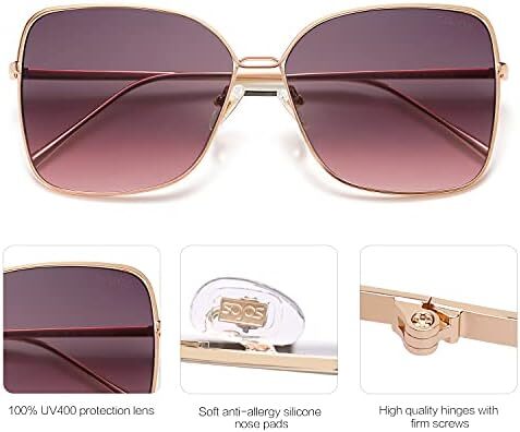 عینک آفتابی SOJOS Fashion Square Aviators برای زنان با لنز آینه تخت SJ1082 Image