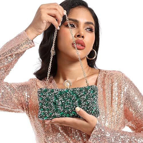 کیف پول‌های Clutch کریستالی Boutique De FGG برای کیف‌های شب زنانه کیف بدلیجات جشن عروسی Image