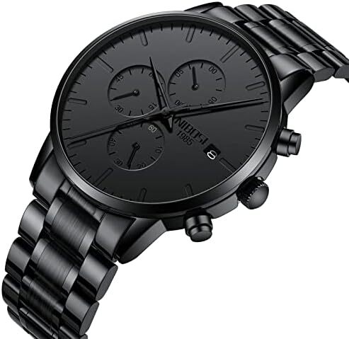 ساعت‌های مردانه NIBOSI ساعت‌های مینیمالیستی آنالوگ مشکی ساعت‌های مردانه تجاری کرنوگراف ساعت‌های مچی معمولی نظامی ساعت‌های مچی استیل ضد زنگ تاریخ