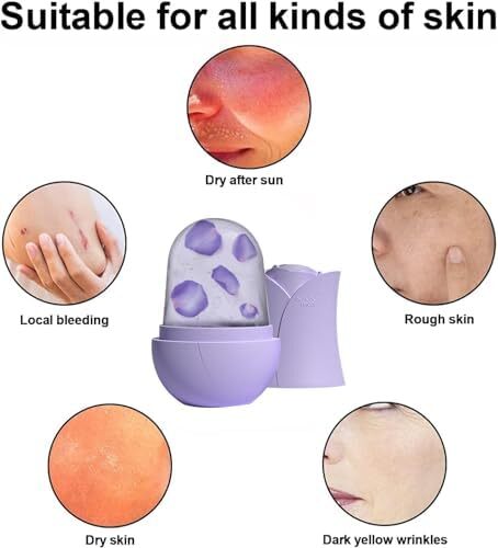 غلتک یخ نیوانت برای صورت - ماساژ زیبایی صورت، مکعب درخشان برای مراقبت از پوست، کاهش چین و چروک دور چشم و پف آکنه (بنفش02) Image