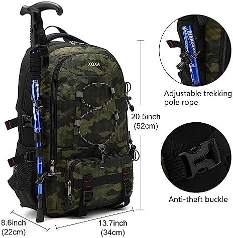کوله پشتی مسافرتی XQXA، کوله پشتی پیاده روی ضد آب با ظرفیت 45 لیتری کوله پشتی لپ تاپ 17.3 اینچی مردانه کوله پشتی کوهنوردی زنانه برای کمپینگ ورزشی در فضای باز