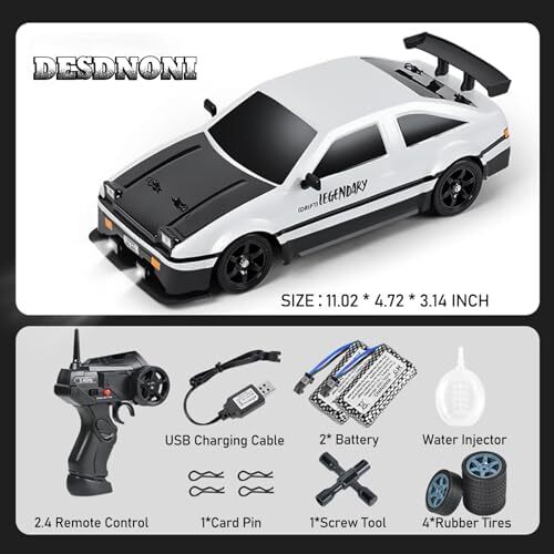 ماشین کنترل از راه دور ماشین RC Drift ماشین 1:16 مقیاس 4WD 18KM/H مدل ماشین با سرعت بالا 2.4GHz با چراغ LED اسپری لاستیک تایر مسابقه ای ماشین اسباب بازی اسپرت برای بزرگسالان پسر دختر هدیه بچه ها 2 عدد باتری قابل شارژ Image