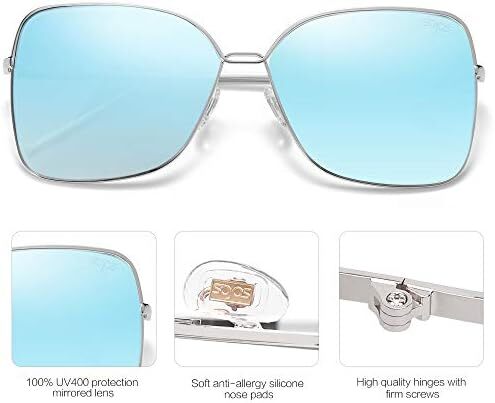 عینک آفتابی SOJOS Fashion Square Aviators برای زنان با لنز آینه تخت SJ1082 Image