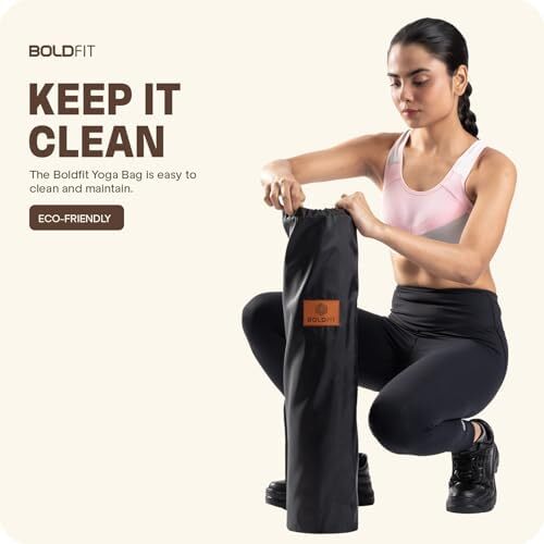 کیف روکش تشک یوگا Boldfit کیف مت یوگا مشکی برای حمل تشک ورزش کیف یوگا پلی استر با بند کشی و بند کاور کیسه تشک یوگا فیت جهانی فقط برای مردان کیف یوگا زنانه کاور یوگا - مشکی Image