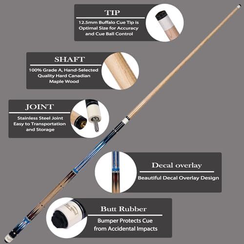 چوب استخر ری اسپید با قاب سخت چوب استخر حرفه ای بیلیارد 19/20 اونس استیک Image