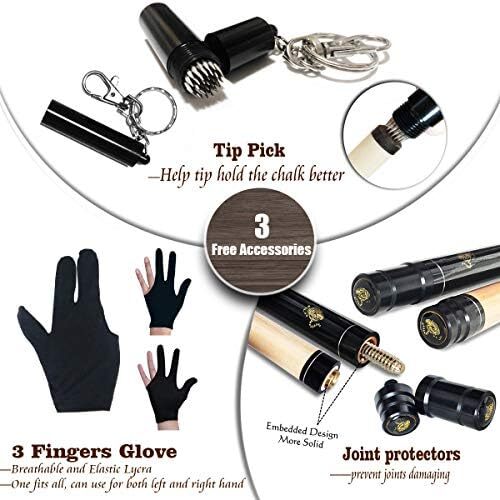 تای با کیوس 2 تکه چوب استخر + قاب سخت، نوک 13 میلی‌متری، 58 اینچ چوب بیلیارد حرفه‌ای افرا کانادایی چوب بیلیارد 18،19،20،21،22 چوب استخر (قابل انتخاب) - آبی، مشکی، قرمز، خاکستری ، سبز Image