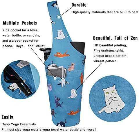 کیف مت یوگا چاپ شده مد روز با جیب کناری بزرگ و جیب زیپ دار کیف یوگا بلند و مناسب تشک های بزرگ - دارای لوازم جانبی یوگا بیشتر Image