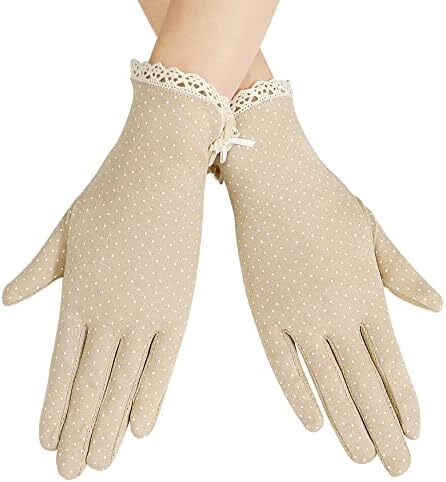 دستکش ضد لغزش رانندگی با صفحه لمسی پنبه ای محافظ UV زنانه در فضای باز Image