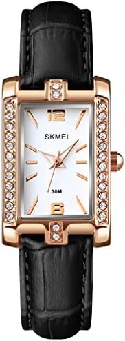 ساعت SKMEI برای زنانه زنانه زنانه ساده لوکس ضد زنگ مربعی مدل لباس ضد آب کوارتز آنالوگ کوچک و باریک لباس گاه به گاه همسر هدیه دخترانه ساعت مچی طلا Image