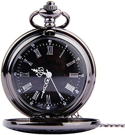 ساعت مچی جیبی مشکی هموبلو برای مردان، ساعت مچی جیبی وینتج با اعداد رومی و اعداد عربی برای روز پدر و تولد Image