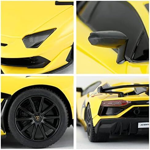 ماشین ریموت کنترل لامبورگینی RASTAR، ماشین اسباب بازی مدل 1/24 RC Lamborghini Aventador SVJ RC، زرد Image