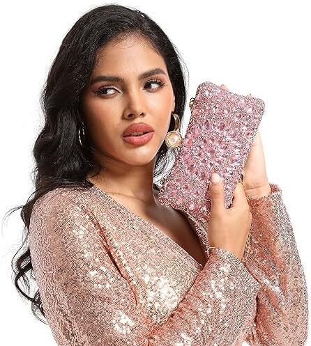 کیف پول‌های Clutch کریستالی Boutique De FGG برای کیف‌های شب زنانه کیف بدلیجات جشن عروسی Image