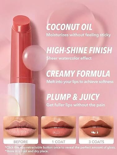 آرایش SHEGLAM - Pout-Perfect Shine Lip Plumper - Moisturizing Plumping Solid Lip Glass Non Lip Nourishing (Sepia Kiss) Image