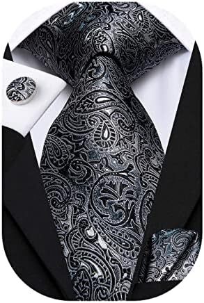 ست کراوات مردانه کراوات 63 اینچی با کراوات بسیار بلند سوقره جیبی بافتنی Image