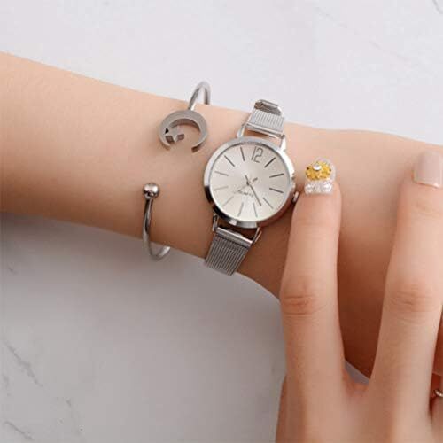ساعت مچی زنانه ساعت مچی زنانه دستبند زنانه ساعت مچی زنانه ساعت مچی مشبک قابل تنظیم ساعت مچی فلزی با کمربند مشبک ساده گاه به گاه زنانه نگهدارنده ساعت رزگلد Image