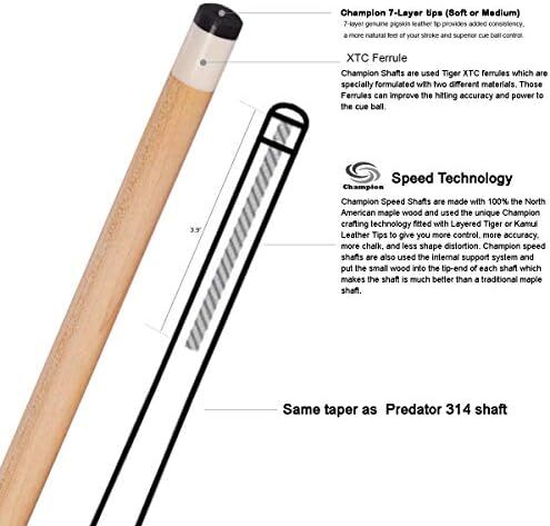 چمپیون Green Dragon Pool Cue Stick، دستکش بیلیارد، Predator 314 Taper، 12mm، نوک Kamui، قیمت خرده فروشی: MSRP 219 دلار (قاب سیاه، 20 اونس) Image