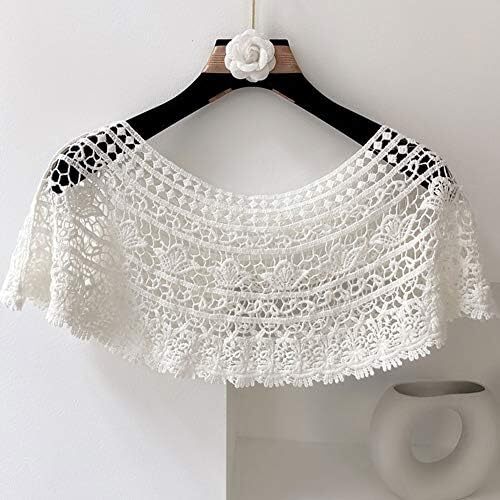 شال زنانه توری آستین کوتاه شانه ای بوهو شنل بولرو بلیزر کاور ژاکت کش باف پشمی عروس Image