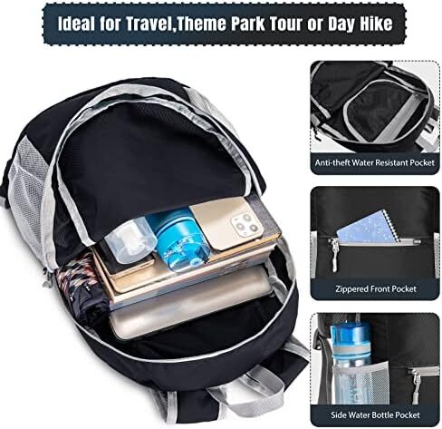 کوله‌پشتی کوچک قابل بسته‌بندی ZOMAKE 20L، کوله‌پشتی کوچک تاشو پیاده‌روی - کیف مسافرتی کوله‌پشتی ضد آب جیبی برای کمپینگ ورزشی مردانه در فضای باز، زنان، مدرسه راهپیمایی، سفر با دوچرخه Image