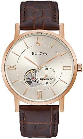 ساعت مچی اتوماتیک مردانه بولوا مدل کلاسیک با ۳ عقربه و ۲۱ جواهر، با ذخیره انرژی ۴۲ ساعته، ویژگی هک، عقربه ثانیه‌ای، صفحه نمایش باز و قاب نمایشگاهی، ۴۲ میلی‌متر Image