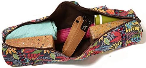 کیف و کریر مت یوگا با حوله ورزشی، کیف زنجیر مت یوگا، بوم، چاپ سازگار با محیط زیست، بند قابل تنظیم، با 2 جیب کاربردی Image