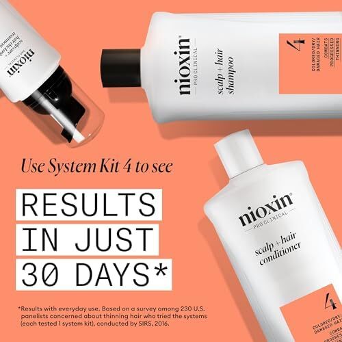 شامپو و نرم‌کننده Nioxin System 4، برای موهای رنگ‌شده با نازک‌شدگی پیشرفته، شامل پمپ، 33.8 اونس مایع (بسته‌بندی ممکن است متفاوت باشد) Image