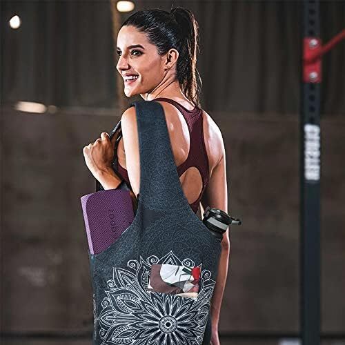 کیف مت یوگا چاپ شده مد روز با جیب کناری بزرگ و جیب زیپ دار کیف یوگا بلند و مناسب تشک های بزرگ - دارای لوازم جانبی یوگا بیشتر Image