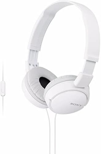 هدفون سیمی سونی مدل MDR ZX110AP با کابل ضد گره، جک 3.5 میلی‌متری، هدست با میکروفن برای تماس‌های تلفنی، سفید، MDRZX110AP/W Image