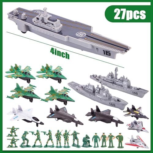 3 سمور 27PCS ست اسباب بازی ناو هواپیمابر، ست سربازی ارتش مردانه گروه نبرد پلاستیکی نظامی ناو هواپیمابر جنگی جنگنده جنگی برای پسران هدیه تولد بچه ها
