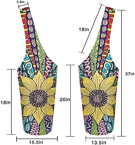 کیف مت یوگا چاپ شده مد روز با جیب کناری بزرگ و جیب زیپ دار کیف یوگا بلند و مناسب تشک های بزرگ - دارای لوازم جانبی یوگا بیشتر Image