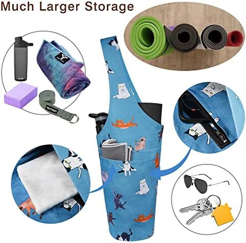 کیف مت یوگا چاپ شده مد روز با جیب کناری بزرگ و جیب زیپ دار کیف یوگا بلند و مناسب تشک های بزرگ - دارای لوازم جانبی یوگا بیشتر Image