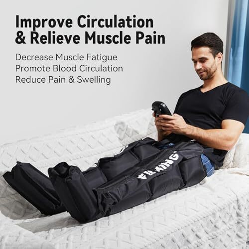 سیستم بازیابی فشرده سازی هوا FIT KING، چکمه های ماساژ هوای پا و ساق برای گردش خون و ریکاوری سریع، دستگاه فشرده سازی متوالی برای ورزشکاران (کوچک) Image
