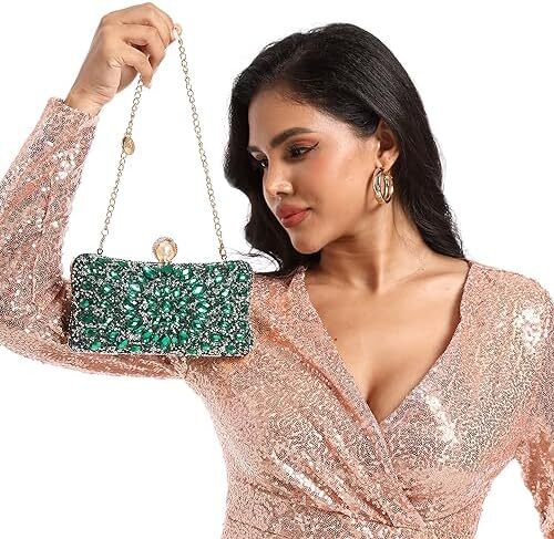 کیف پول‌های Clutch کریستالی Boutique De FGG برای کیف‌های شب زنانه کیف بدلیجات جشن عروسی
