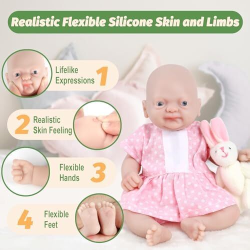 Vollence 7 "Mini Reborn Doll Girl Micro Preemie Full Body Silicone Lifelike Mini Reborn Doll Surprice کودکان ضد استرس