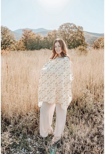 پوشش شیردهی کنسی موسلین برای شیردهی نوزاد، پوشش شیردهی ۱۰۰٪ پنبه‌ای قابل تنفس با حلقه سخت برای پیشبند مادر، چتر صندلی ماشین چندمنظوره (بوکلت زیبا) Image