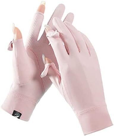 دستکش ضد آفتاب زنانه ضد آفتاب دستکش یخ ابریشم ضد آفتاب دستکش بدون انگشت صفحه لمسی تمام انگشت دستکش بدون لغزش دستکش دوچرخه سواری پیاده روی برای ماهیگیری در رانندگی گلف (صورتی)