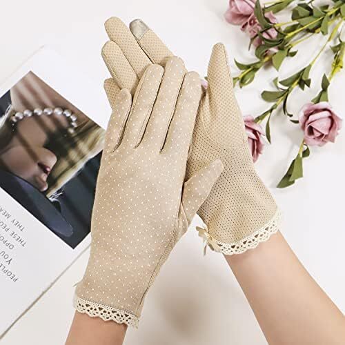 دستکش ضد لغزش رانندگی با صفحه لمسی پنبه ای محافظ UV زنانه در فضای باز Image