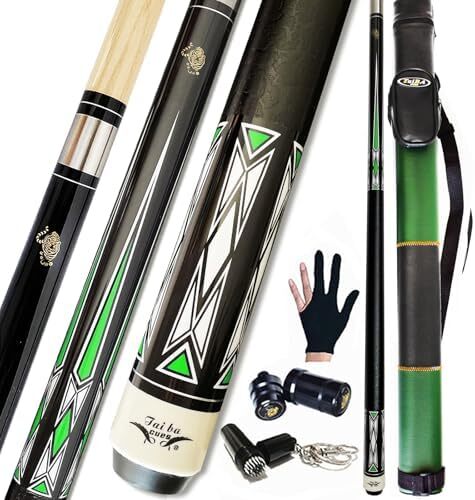 تای با کیوس 2 تکه چوب استخر + قاب سخت، نوک 13 میلی‌متری، 58 اینچ چوب بیلیارد حرفه‌ای افرا کانادایی چوب بیلیارد 18،19،20،21،22 چوب استخر (قابل انتخاب) - آبی، مشکی، قرمز، خاکستری ، سبز Image